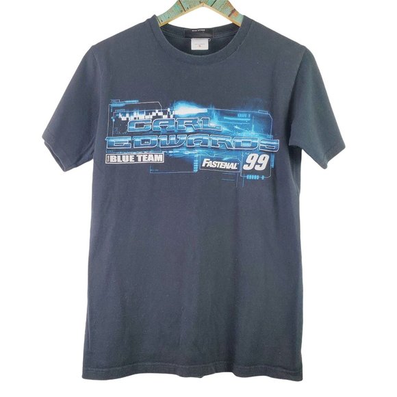 Vtg Chase Authentic Carl Edwards Fastenal The Blue Team Nascar 99 T-Shirt Sz S - Picture 1 of 6